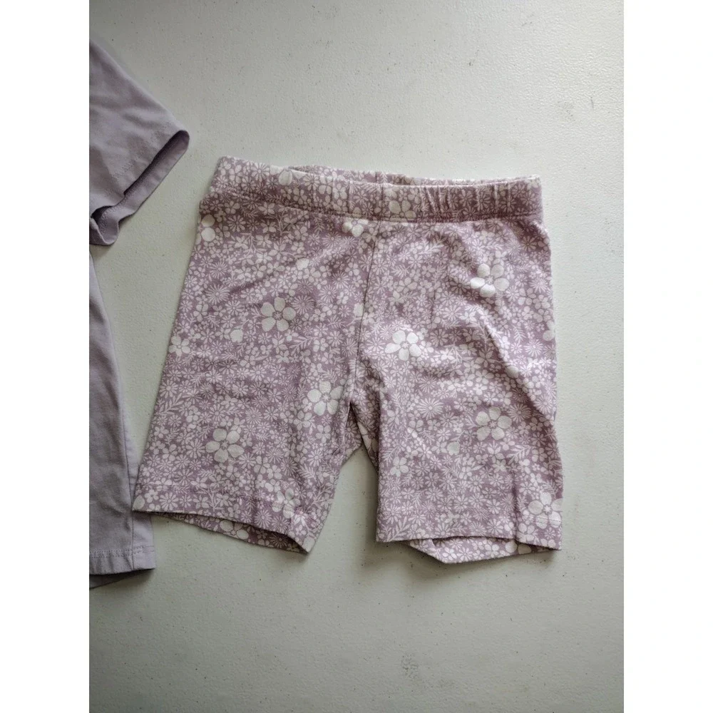 Girls Purple Kindness Graphic Tee Floral Biker‎ Shorts Set size 6